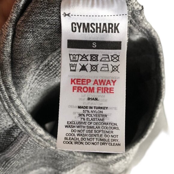 GYMSHARK Heathered Gray Cropped Compression Long Sleeve Top Cut Out Back Size S - Picture 9 of 14